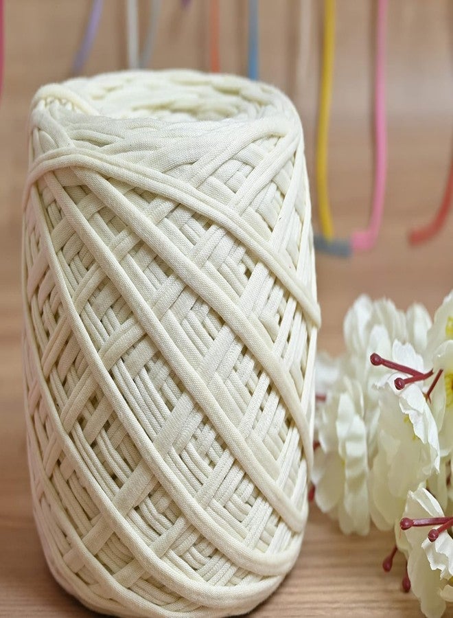 XY DECOR Cotton Hosiery Soft T-Shirt Yarn (950 Grams)/Needle Knitting Yarn Thread Dyed Hand Knitting Art Craft for Crochet Handbag, Hat, Placemat & Many More -100 Meter (Colour: Off White) - Image 2