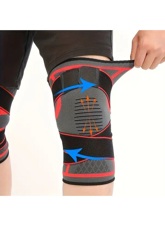 Adjustable Nylon Knee Brace Gray Size M Stabilizes Joints For Running Fitness Sports - Image 4