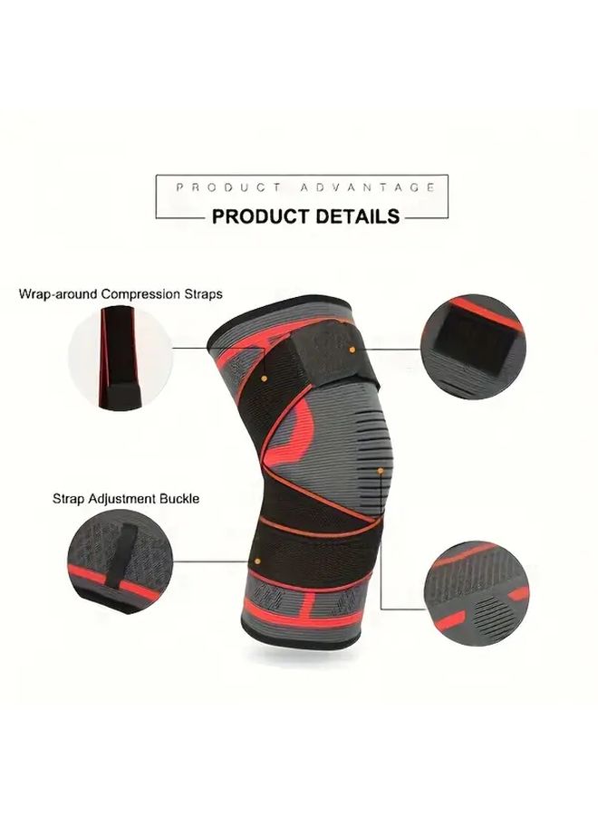 Adjustable Nylon Knee Brace Gray Size M Stabilizes Joints For Running Fitness Sports - Image 3