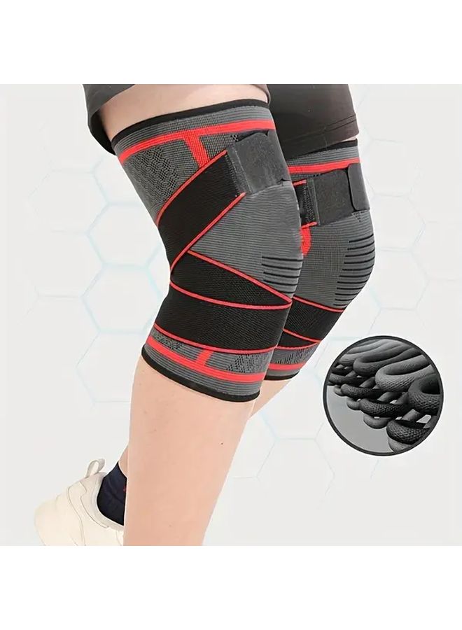 Adjustable Nylon Knee Brace Gray Size M Stabilizes Joints For Running Fitness Sports - Image 5