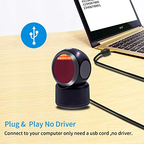 symcode 2D QR Barcode Scanner,Symcode Omnidirectional Hands-Free Automatic Barcode Reader for Mobile Payment Computer Screen ScanMeters - Image 4
