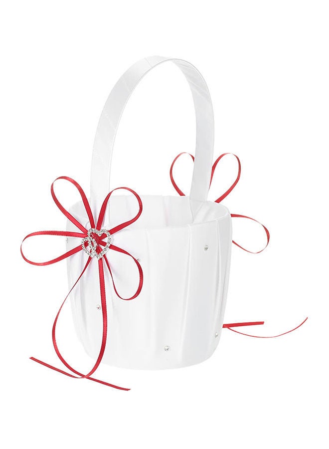 NIBEMINENT Satin Ring Bearer Pillow And Wedding Flower Basket Set Red/White 22.5 x 13 12centimeter  - Image 3