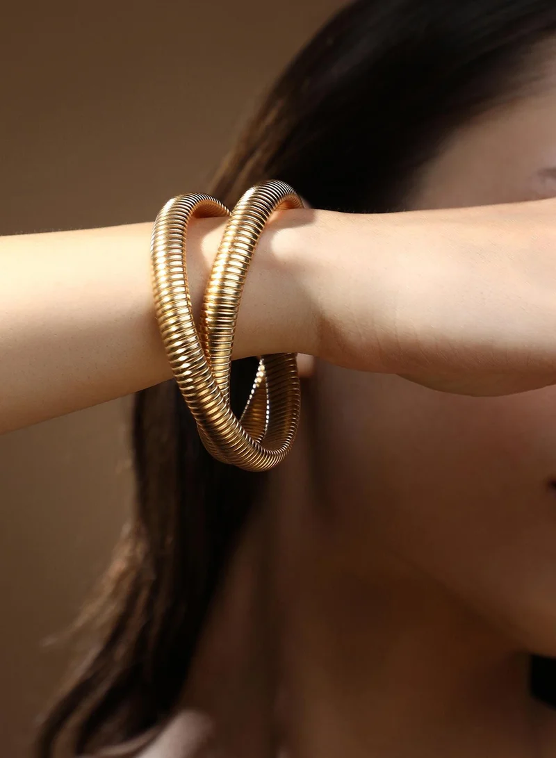 SOHI Ribbed-Intertwine Bangle Artificial Bracelet Jewellery