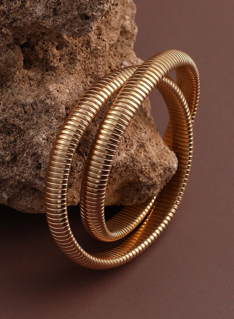 SOHI Ribbed-Intertwine Bangle Artificial Bracelet Jewellery