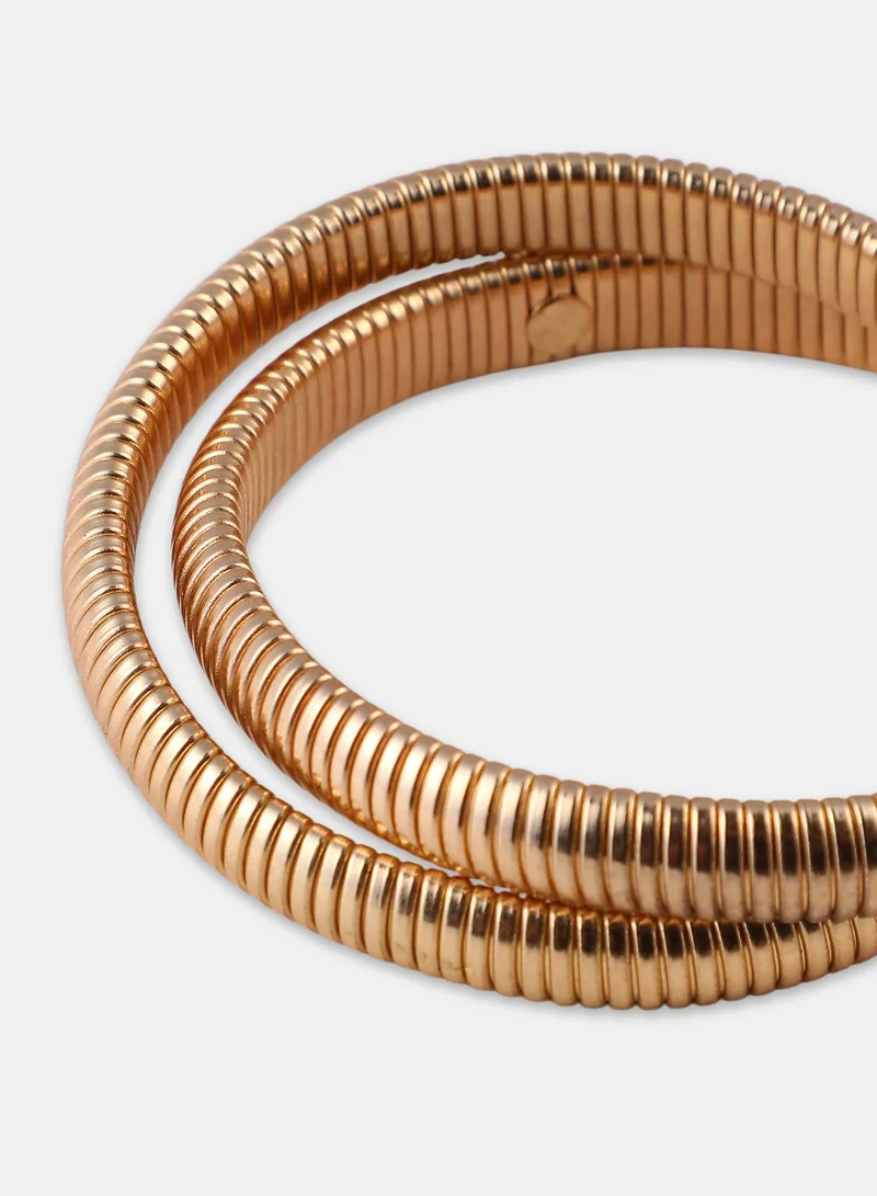 SOHI Ribbed-Intertwine Bangle Artificial Bracelet Jewellery