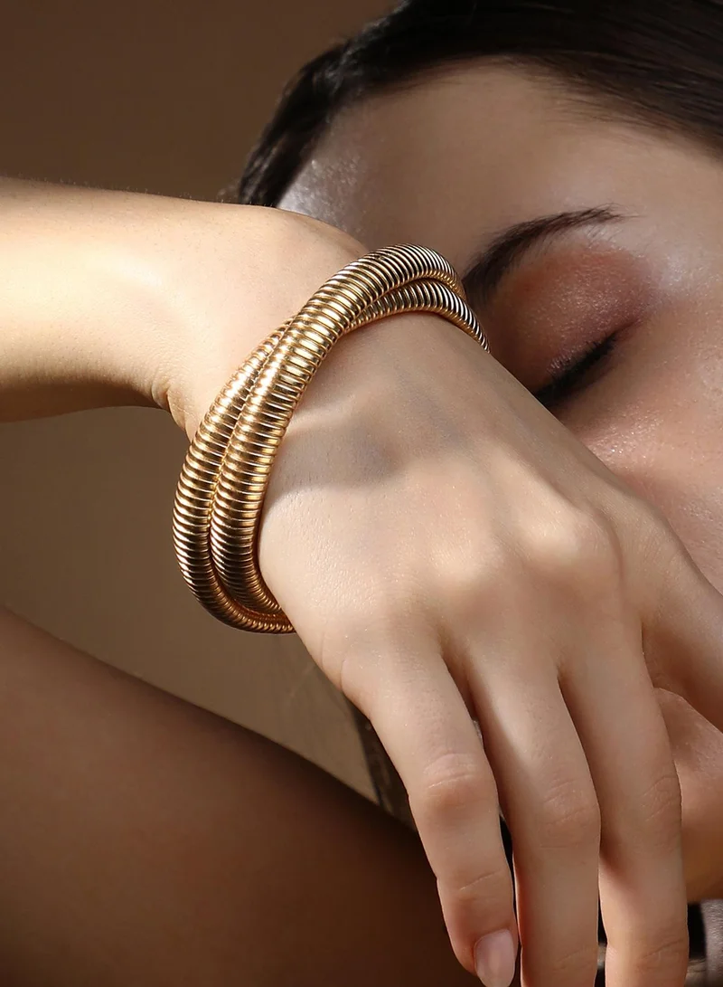 SOHI Ribbed-Intertwine Bangle Artificial Bracelet Jewellery