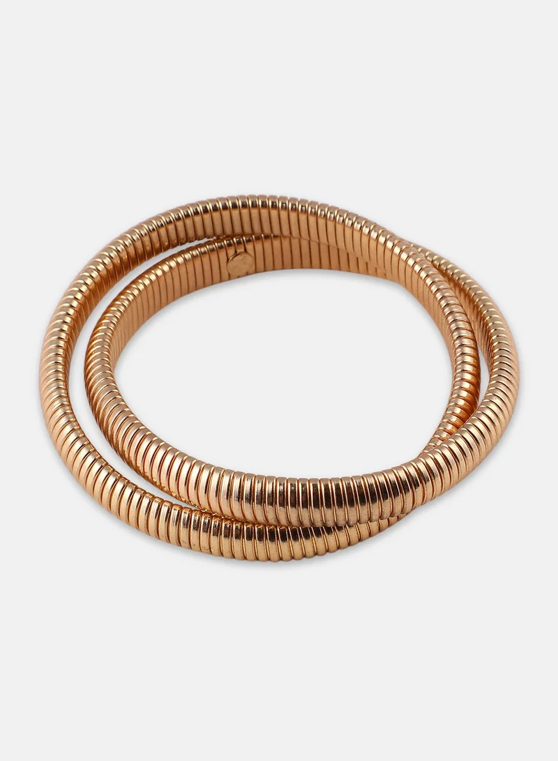 SOHI Ribbed-Intertwine Bangle Artificial Bracelet Jewellery