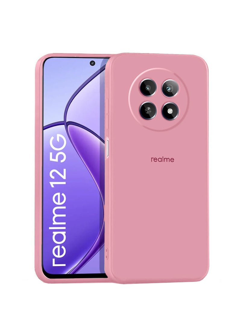 Wtech Premium Soft Liquid Silicone Case Cover For Realme 12 5G 2024 Hot Pink - Image 1