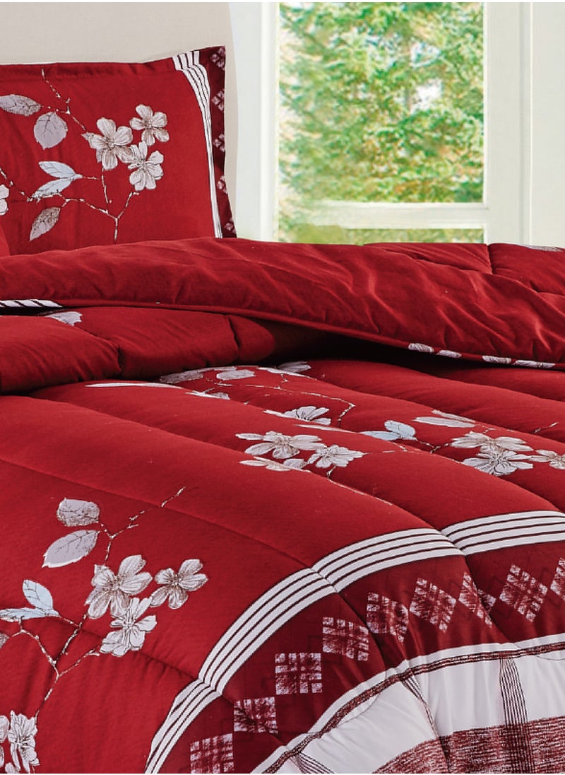 Moon - Bed In A Bag Medium Filling King Size Comforter Set, 10 Pcs Floral Bedding Set Size 220 X 240 Cm with Comforter, Quilted Bed Skirt, Pillowcases, Cushion & Bedroom Slipper, Multicolor - Image 1