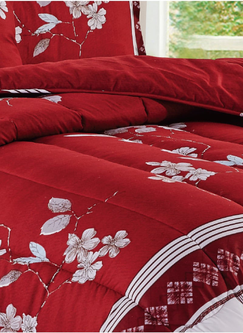 Moon - Bed In A Bag Medium Filling King Size Comforter Set, 10 Pcs Floral Bedding Set Size 220 X 240 Cm with Comforter, Quilted Bed Skirt, Pillowcases, Cushion & Bedroom Slipper, Multicolor - Image 1