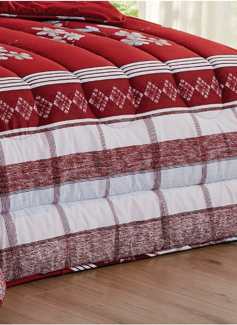 Moon - Bed In A Bag Medium Filling King Size Comforter Set, 10 Pcs Floral Bedding Set Size 220 X 240 Cm with Comforter, Quilted Bed Skirt, Pillowcases, Cushion & Bedroom Slipper, Multicolor - Image 1