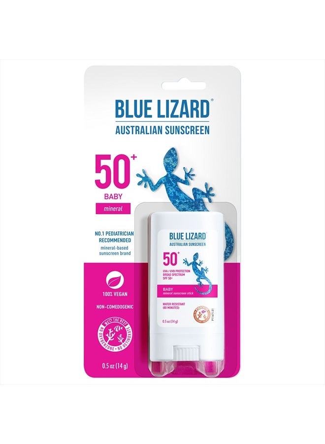 Blue Lizard BABY Mineral Sunscreen Stick with Zinc Oxide, SPF 50+, Water Resistant, UVA/UVB Protection - Easy to apply, Fragrance Free, .5 oz - Image 1
