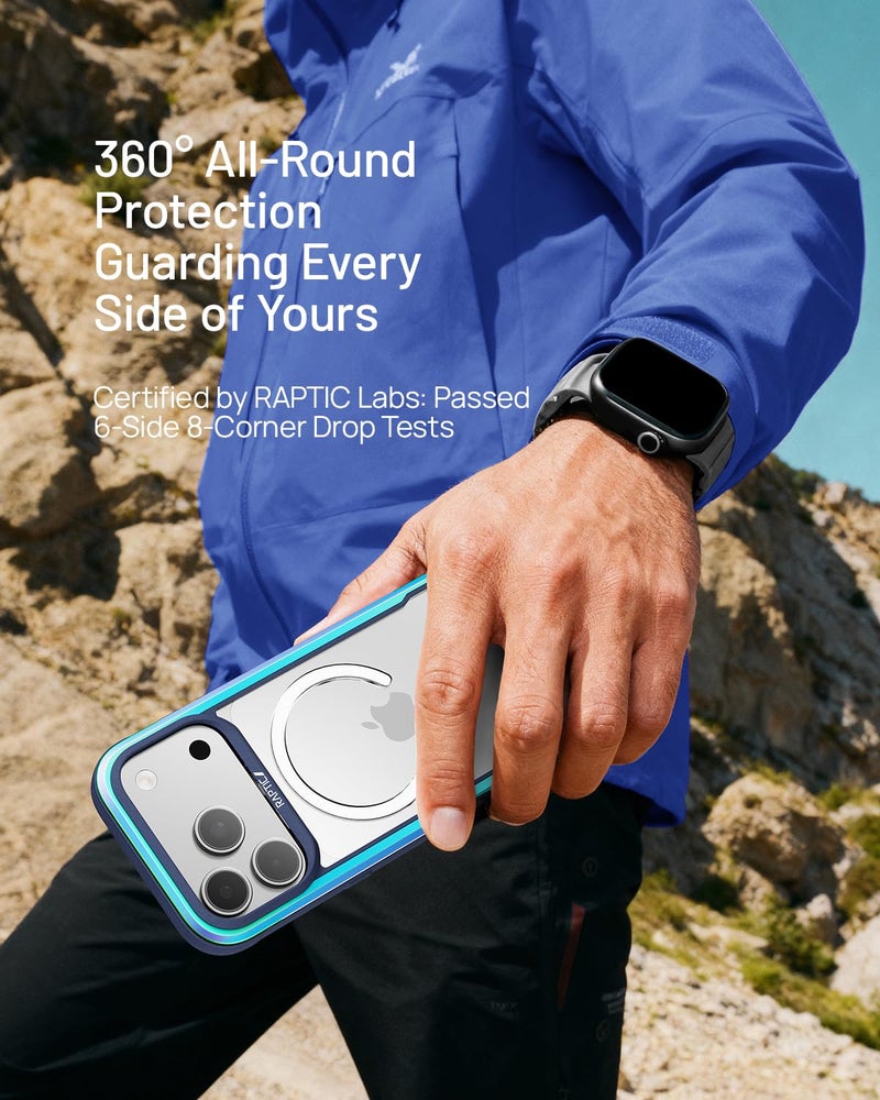 RAPTIC Shield for iPhone 17 Pro Max Case, Compatible with MagSafe, [23FT Mil-Grade Drop Protection], Crystal Clear Magnetic Non-Yellowing Durable Anodized Shockproof Aluminum Frame Case, Iridescent - Image 4