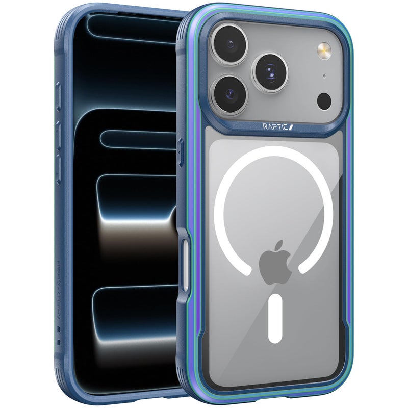 RAPTIC Shield for iPhone 17 Pro Max Case, Compatible with MagSafe, [23FT Mil-Grade Drop Protection], Crystal Clear Magnetic Non-Yellowing Durable Anodized Shockproof Aluminum Frame Case, Iridescent - Image 1
