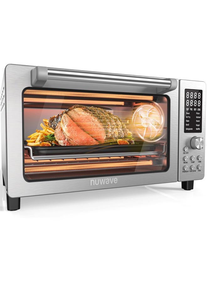 Nuwave Bravo Pro Air Fryer for Oven, 12-in-1 Convection Oven, Super Convection Faster & Crisp, Customizable Pizza Oven, 50°-450°F, PFAS Free, 21QT, Steel - Image 1