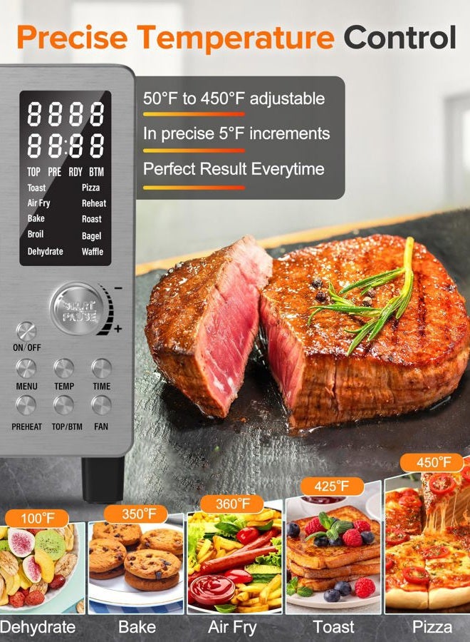 Nuwave Bravo Pro Air Fryer for Oven, 12-in-1 Convection Oven, Super Convection Faster & Crisp, Customizable Pizza Oven, 50°-450°F, PFAS Free, 21QT, Steel - Image 4