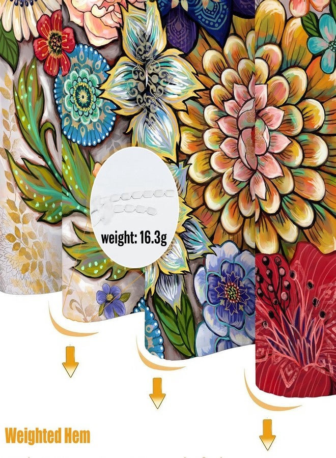 Neasow Boho Floral Shower Curtains for Bathroom, Bright Fabric Blossom Shower Curtain with 12 Hooks, Multi Color 72"×72" - Image 5