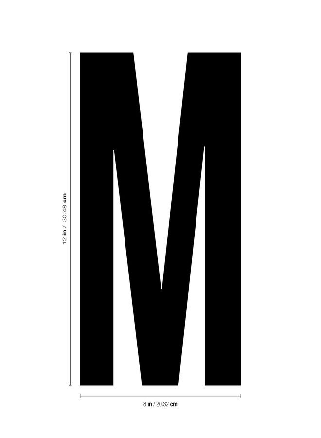 Ceybo Vinyl Wall Art Decal - Large Alphabet Single Letter M - 12" x 8" - Personalize Individual Set DYI Home Laptop Coffee Mug Luggage Notebook Work Office Party Décor - Image 2