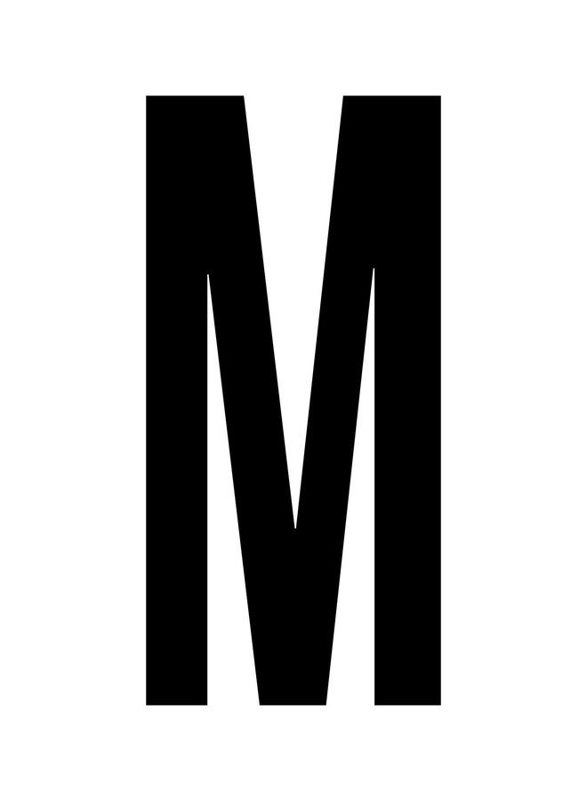 Ceybo Vinyl Wall Art Decal - Large Alphabet Single Letter M - 12" x 8" - Personalize Individual Set DYI Home Laptop Coffee Mug Luggage Notebook Work Office Party Décor - Image 1