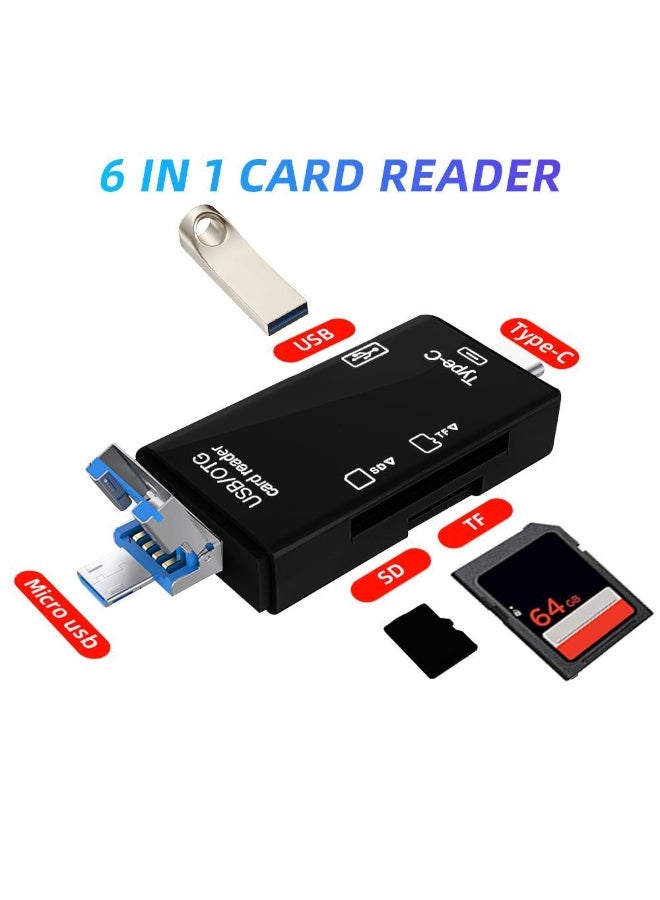 قارئ بطاقات Micro SD للكمبيوتر – محول محمول 6 في 1 بمنفذ TF/USB-C لأجهزة الكمبيوتر والهواتف الذكية والأجهزة اللوحية بنظام Android مع دعم OTG - Image 4