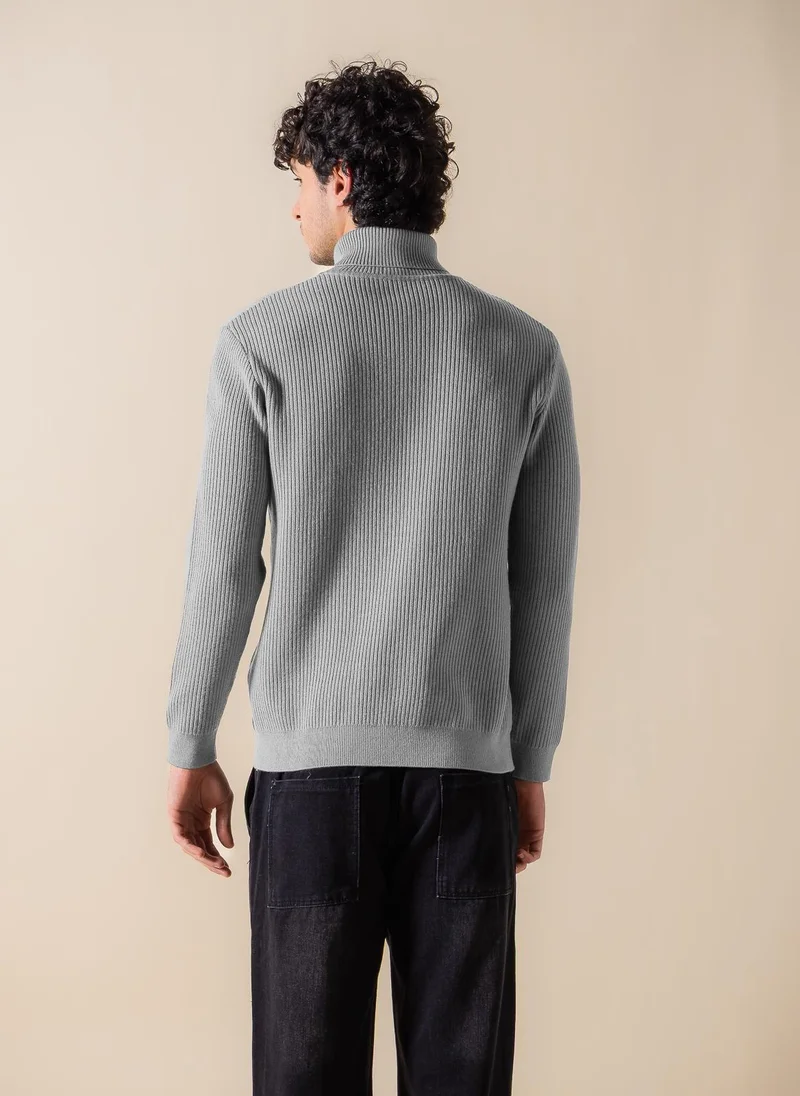 SHAPES RIBBED HIGH-NECK SWEATER