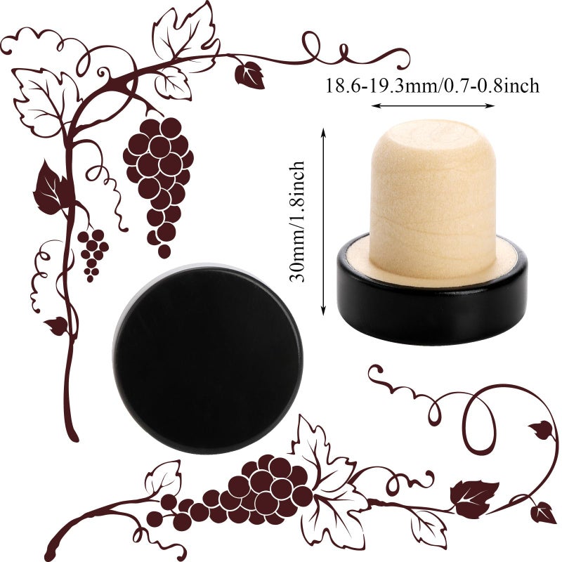 Fasmov 100 Pack T-Shape Cork Stoppers, T-shaped Stopper Cork Wine Stopper Bottle Stoppers Reusable Wine Sealing Stopper, Wine Bottle Corks Plugs for Wine Beer Glass Bottles, Black - Image 2