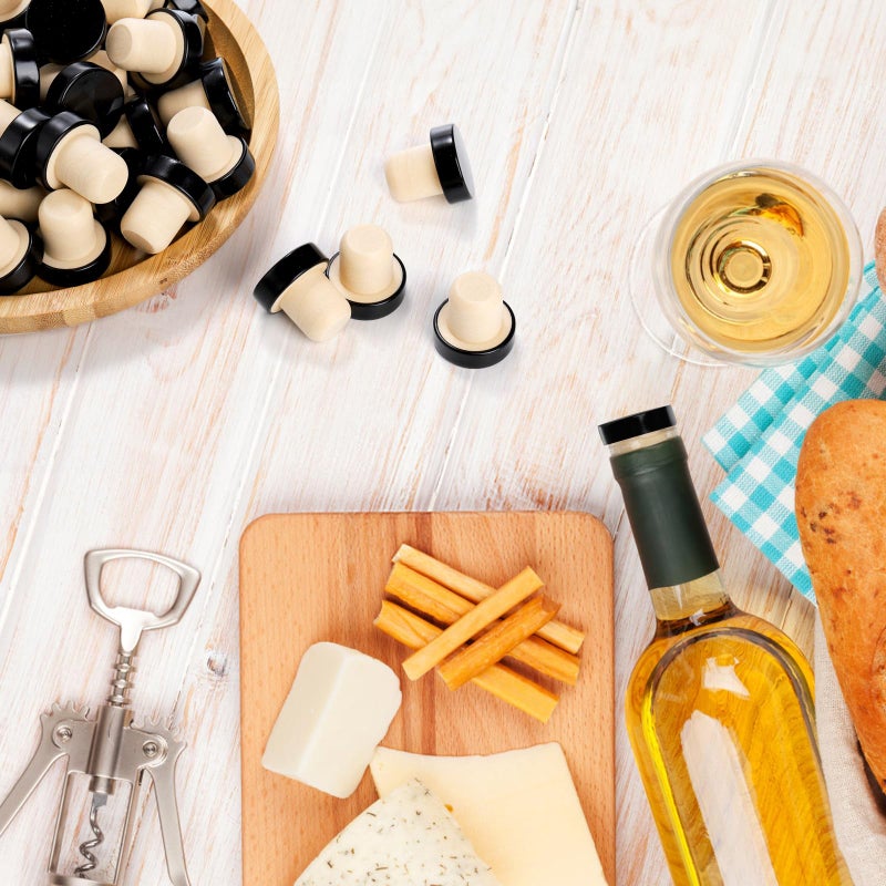 Fasmov 100 Pack T-Shape Cork Stoppers, T-shaped Stopper Cork Wine Stopper Bottle Stoppers Reusable Wine Sealing Stopper, Wine Bottle Corks Plugs for Wine Beer Glass Bottles, Black - Image 5