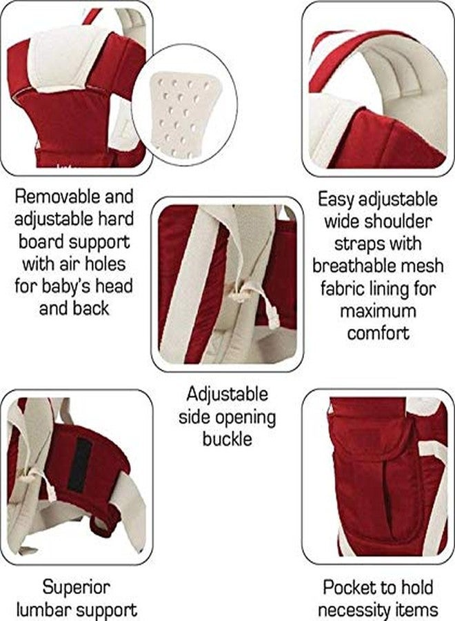 MELVIS Baby Carrier Bag with 4 Carry Positions, Adjustable Hands-Free Baby Toddler Front & Back Carrier for 4 to 24 Months Baby, Baby Sefty Belt/Child Safety Strip, Max Weight Up to 15 Kgs (Maroon) - Image 2