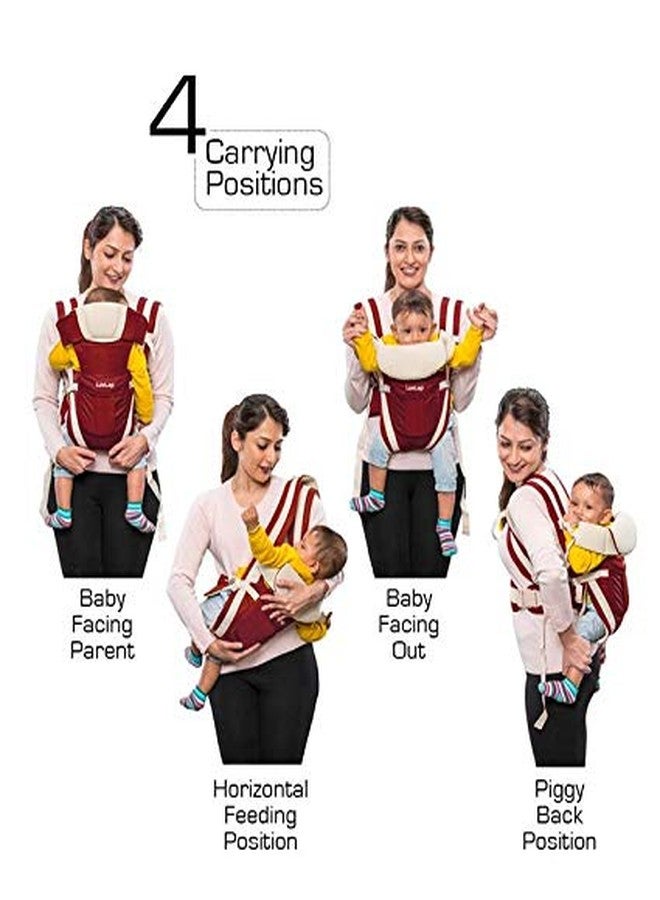 MELVIS Baby Carrier Bag with 4 Carry Positions, Adjustable Hands-Free Baby Toddler Front & Back Carrier for 4 to 24 Months Baby, Baby Sefty Belt/Child Safety Strip, Max Weight Up to 15 Kgs (Maroon) - Image 3