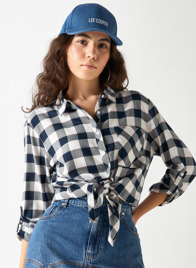 لي كوبر قميص كاروهات بقصة مريحة وجيب على الصدر من لي كوبر - Image 1