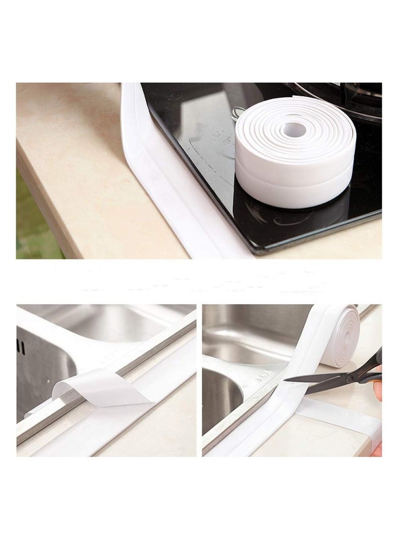 Generic 2 Packs Tape Caulk Strip Waterproof Flexible Self Adhesive Sealing for Kitchen Bathroom Tub Shower Floor Wall Edge Protector (1.5" x 10.5' White)  - Image 3