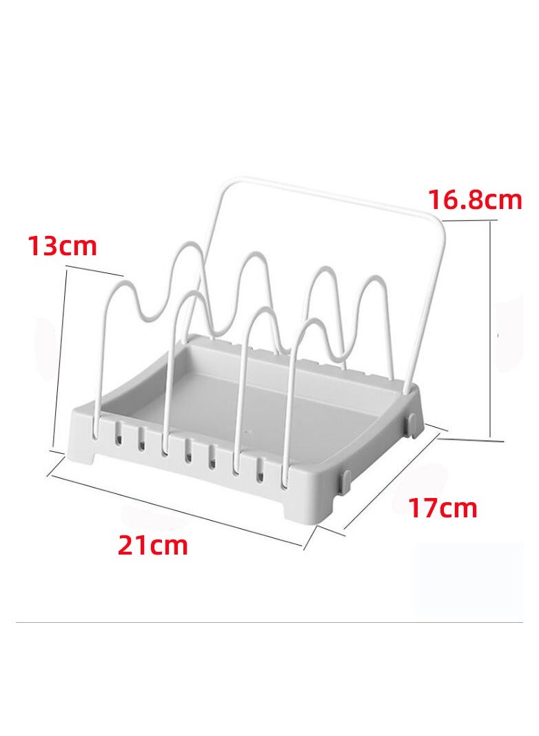 KASTWAVE Pot Lid Holder, Small Chopping Board Stand Cookware Organizer Pot Stand Rack with 4 Adjustable Compartment for Pot Lids Cutting Boards, Grey - Image 4