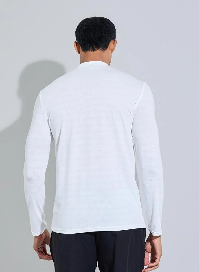 Styli Active Off White Men Quarter-Zip Long Sleeve Training T-Shirt for Men | Best Price UAE