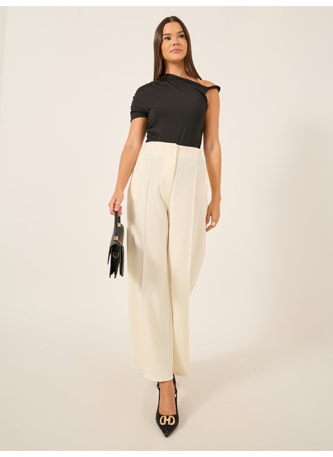 Styli Styli Solid Asymmetric Neck Bodysuit with Gathered Detail  - Image 2