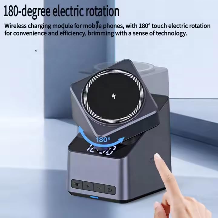 OLSIC 4-in-1 Magnetic Wireless Charging Station with Digital Clock, 15W Fast Charger Dock for iPhone 12/13/14/15/16, AirPods Pro/3/2, Apple Watch All Series, Alarm Clock Nightstand Charging Stand - Image 4