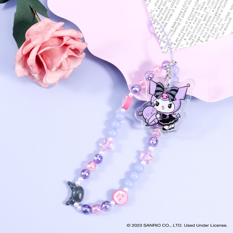 iFace Hello Kitty and Friends Beaded Wristlet Universal Phone Charm Strap - Cute Wrist Chain Lanyard Aesthetic Decor Strap for Cell Phone Camera Keys AirPods Keychains â€“ Kuromi and Baku - Image 5