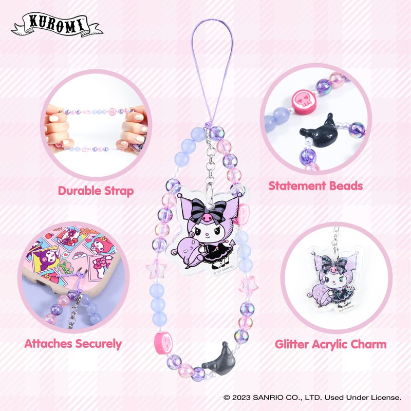 iFace Hello Kitty and Friends Beaded Wristlet Universal Phone Charm Strap - Cute Wrist Chain Lanyard Aesthetic Decor Strap for Cell Phone Camera Keys AirPods Keychains â€“ Kuromi and Baku - Image 2