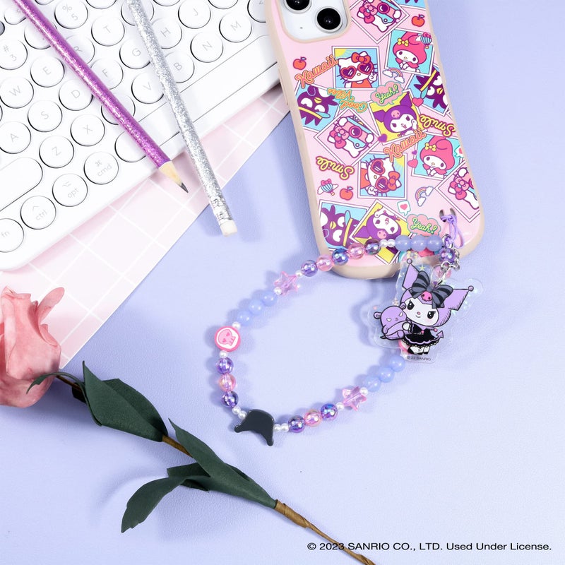 iFace Hello Kitty and Friends Beaded Wristlet Universal Phone Charm Strap - Cute Wrist Chain Lanyard Aesthetic Decor Strap for Cell Phone Camera Keys AirPods Keychains â€“ Kuromi and Baku - Image 3