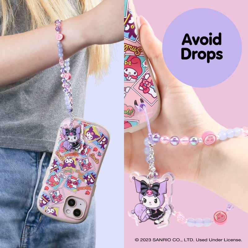 iFace Hello Kitty and Friends Beaded Wristlet Universal Phone Charm Strap - Cute Wrist Chain Lanyard Aesthetic Decor Strap for Cell Phone Camera Keys AirPods Keychains â€“ Kuromi and Baku - Image 4