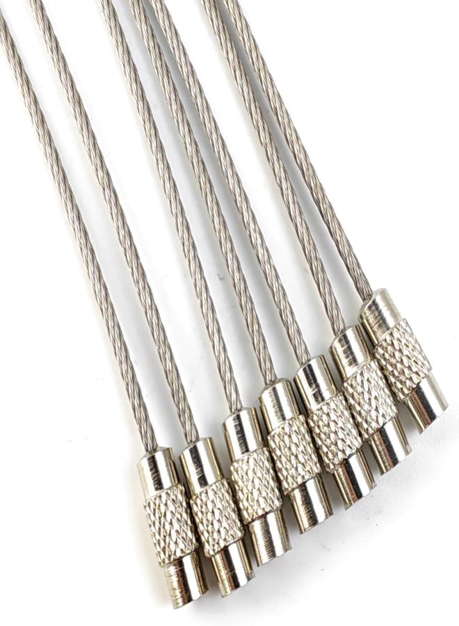 50 Pack Stainless Steel Wire Keychains, 1.5mm Heavy Duty Cable Key Rings, Twist Lock Nut Design, 15cm Length for Luggage Tags & Outdoor Use - Image 3