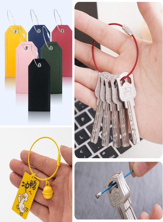 50 Pack Stainless Steel Wire Keychains, 1.5mm Heavy Duty Cable Key Rings, Twist Lock Nut Design, 15cm Length for Luggage Tags & Outdoor Use - Image 5