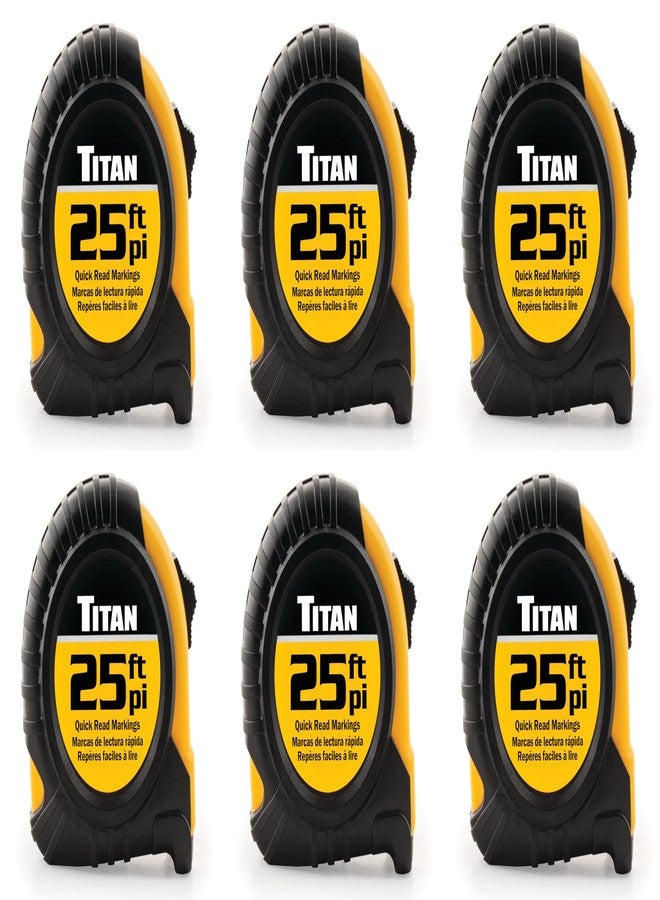 Titan 10925 6-Piece 25-Foot Tape Measure Bulk Set with Easy-Read Standard Markings and Durable Case - Image 1