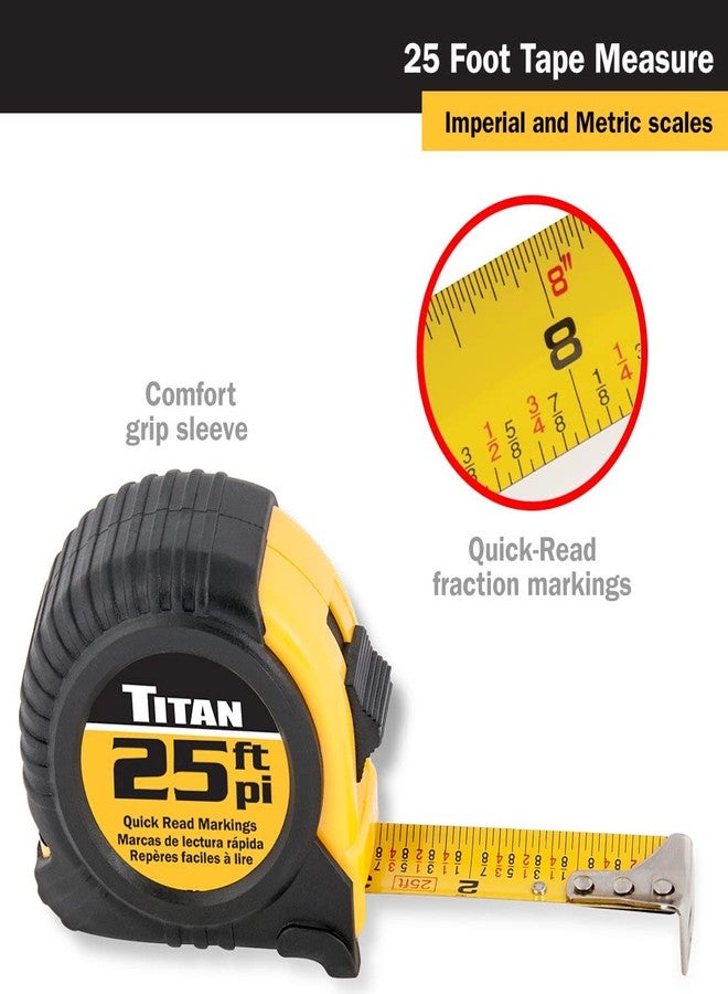 Titan 10925 6-Piece 25-Foot Tape Measure Bulk Set with Easy-Read Standard Markings and Durable Case - Image 2
