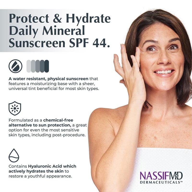 NassifMD Protect and Hydrate SPF44 | Universal Tinted Moisturizer SPF | BB Cream Tinted Moisturizer with SPF | Whipped Sunscreen with Hyaluronic Acid - Image 2