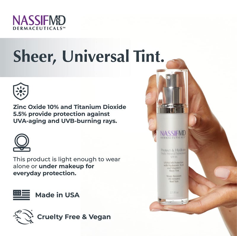 NassifMD Protect and Hydrate SPF44 | Universal Tinted Moisturizer SPF | BB Cream Tinted Moisturizer with SPF | Whipped Sunscreen with Hyaluronic Acid - Image 3