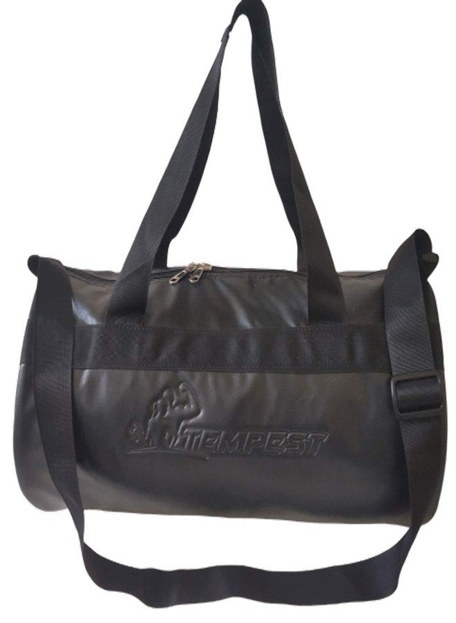 TEMPEST Leatherite Gym Bag Duffel Bag Emboss Logo (Black) - Image 1