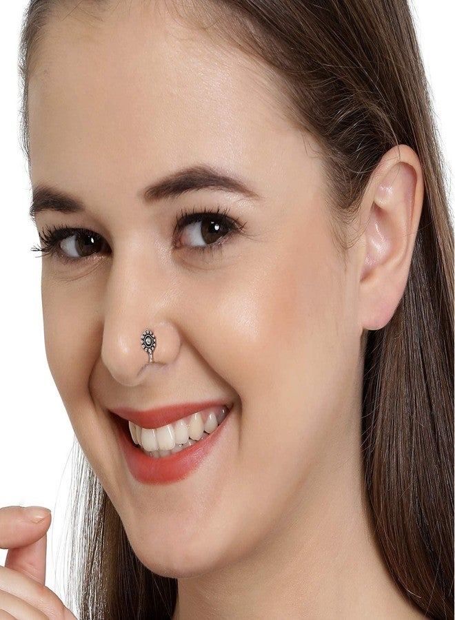 THANUS CRAFT THANU'S CRAFT Oxidised pressing Nose Ring without Piercing clip on NosePin Stud for Girls & Ladies - Image 2