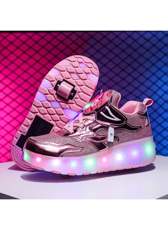 NIBEMINENT LED Flash Light Sneaker Skate Shoes with Wheels USB Charging Roller Skates Shoes