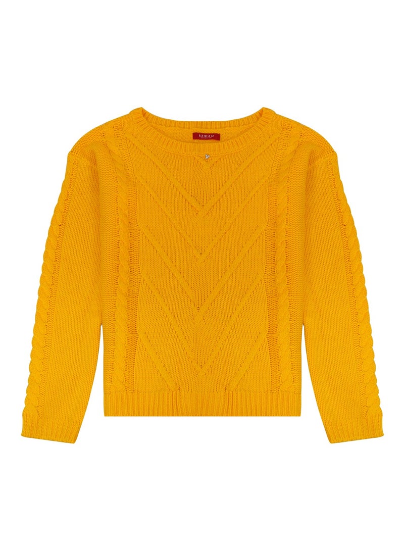 GUESS Guess Women Long Sleeve Yellow Pullover -  Large - Image 2