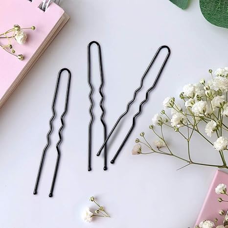 Rinpoche Stylish Waved UShaped Juda Hairpins Bun Bobby Pins Hair Clips Hair Styling Accessories Clips for Womens and Girls Black Pack Of 384 pcs - Image 2
